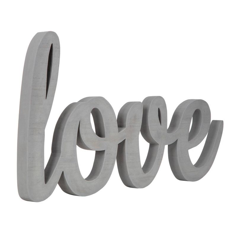 Large Script 'Love' Wood Cute Out Word Wall Decor Gray - Patton Wall Decor
