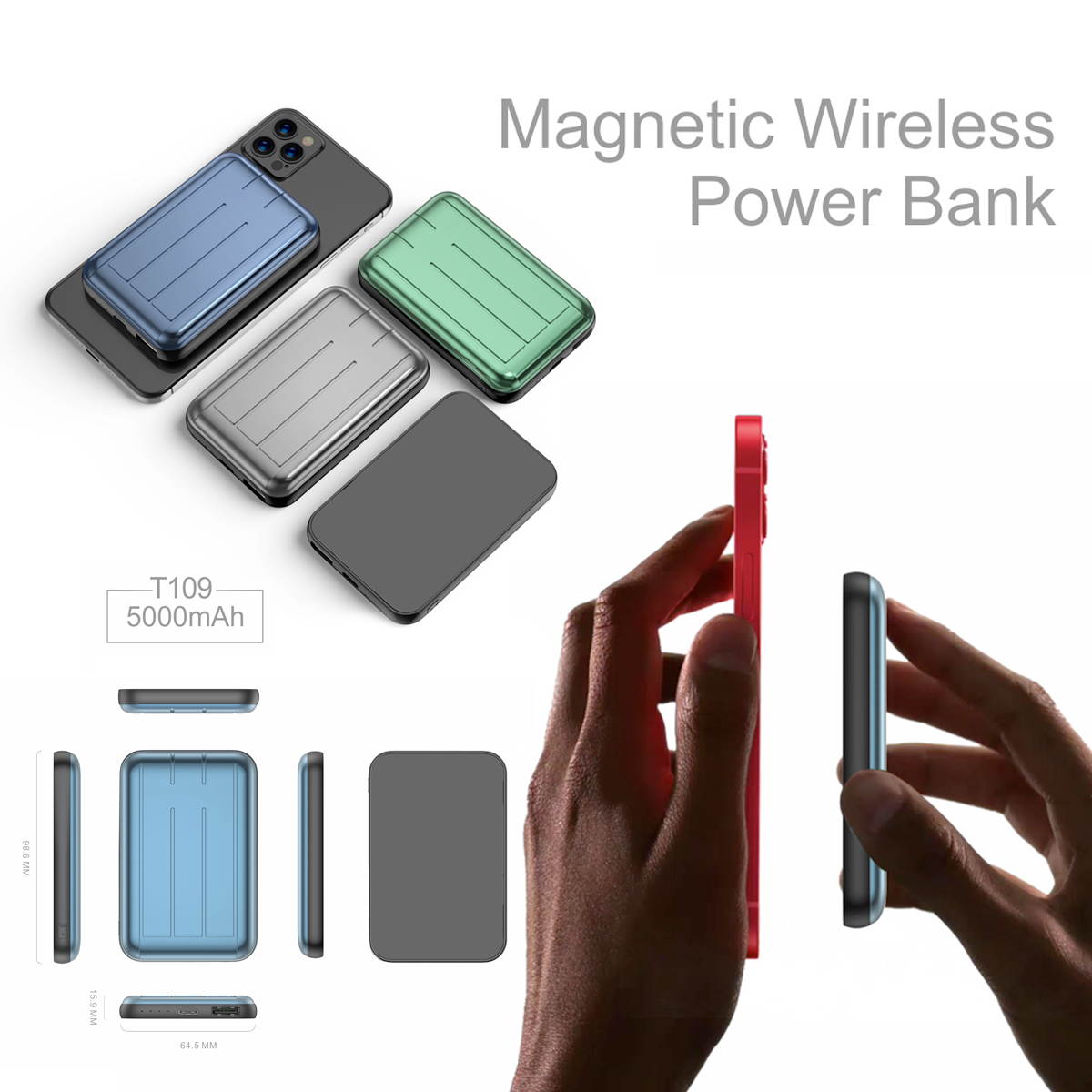 Mag-safe wireless power bank Magnetic Typc usb C 15W PD fast charging 5000mah battery for iphone 12 / 12 mini / 12 pro / 12 pro max