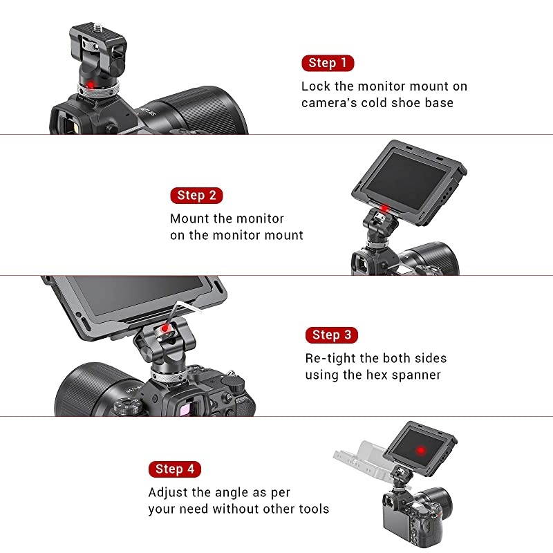 Field Monitor Holder Mount with Cold Shoe for 5 inch and 7 inch Monitor Swivel and Tilt BSE2346