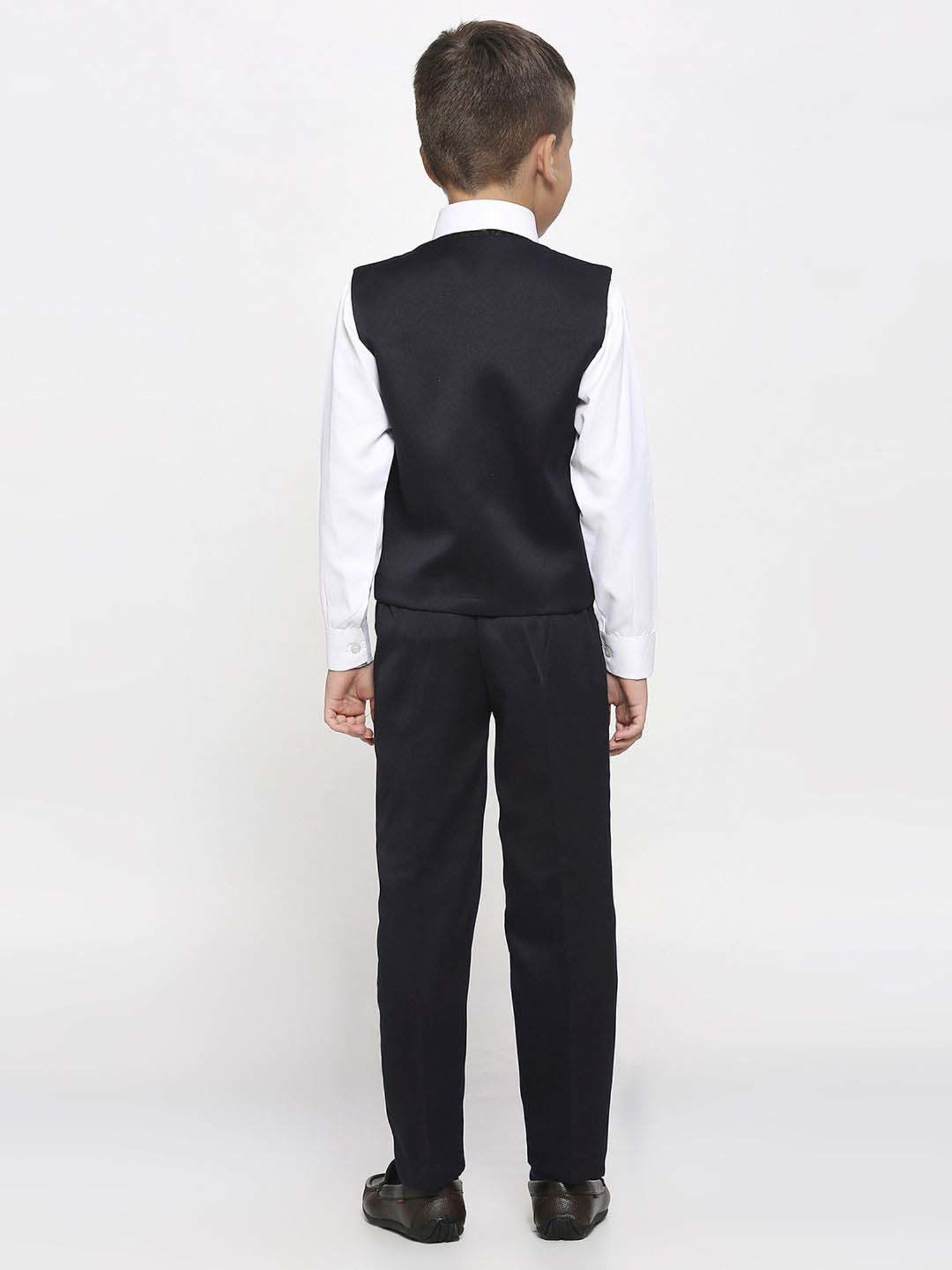 Kids Island Boys Blue & White Printed Full Sleeves Suit Set