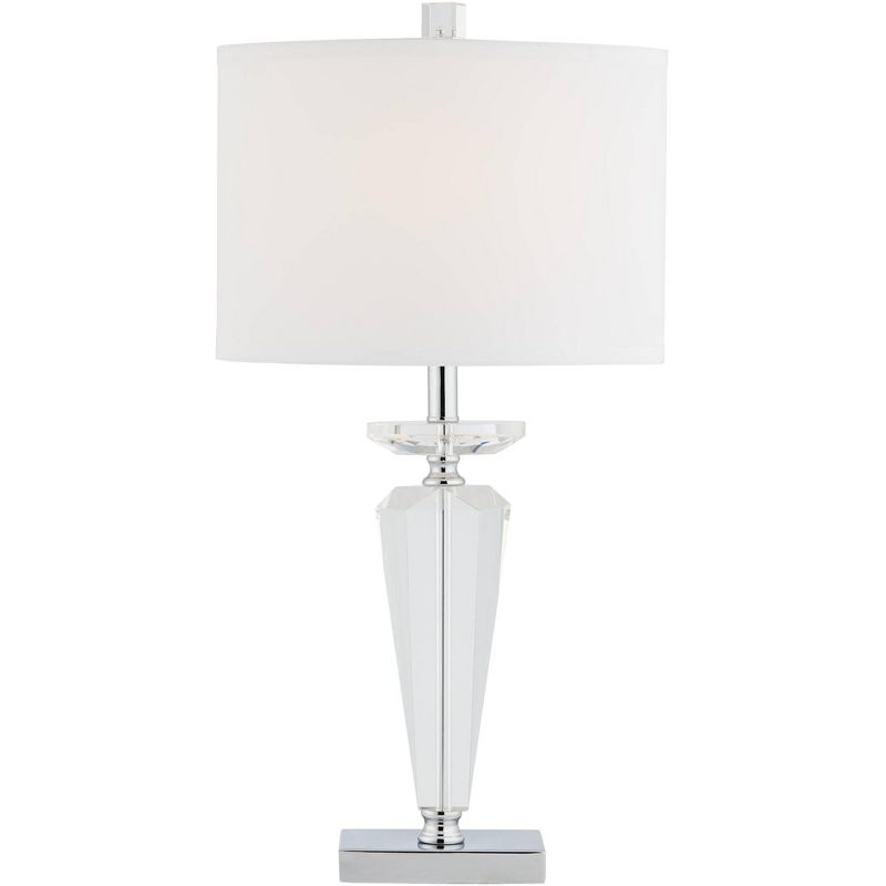 Vienna Full Spectrum Traditional Table Lamp Crystal Glass Oval Fabric Shade Living Room Bedroom Bedside Nightstand Office Family