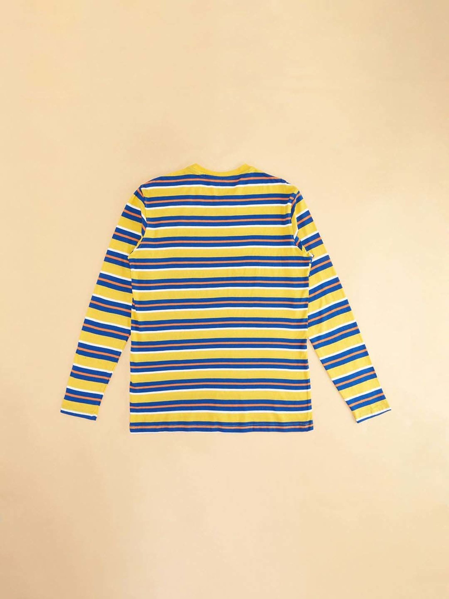 Pantaloons Junior Yellow & Blue Cotton Striped Full Sleeves T-Shirt
