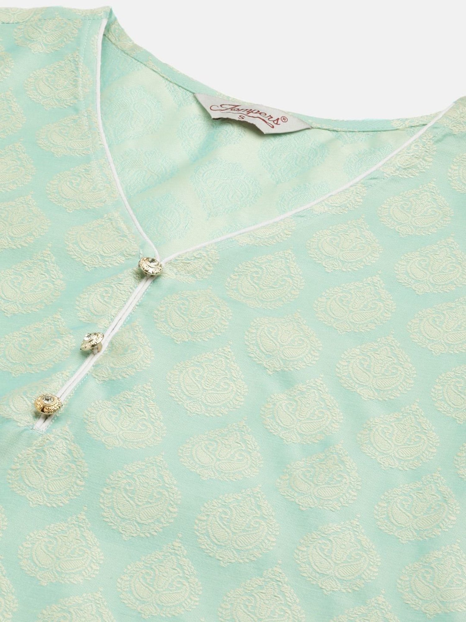 Jompers Blue & White Floral Print Kurta Palazzo Set With Dupatta