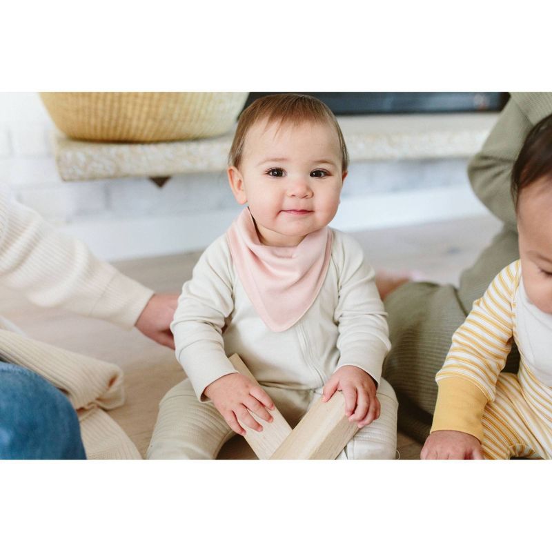 Goumi Baby 2pk Organic Cotton Abstract Floral Reversible Bandana Bib - Pink/White