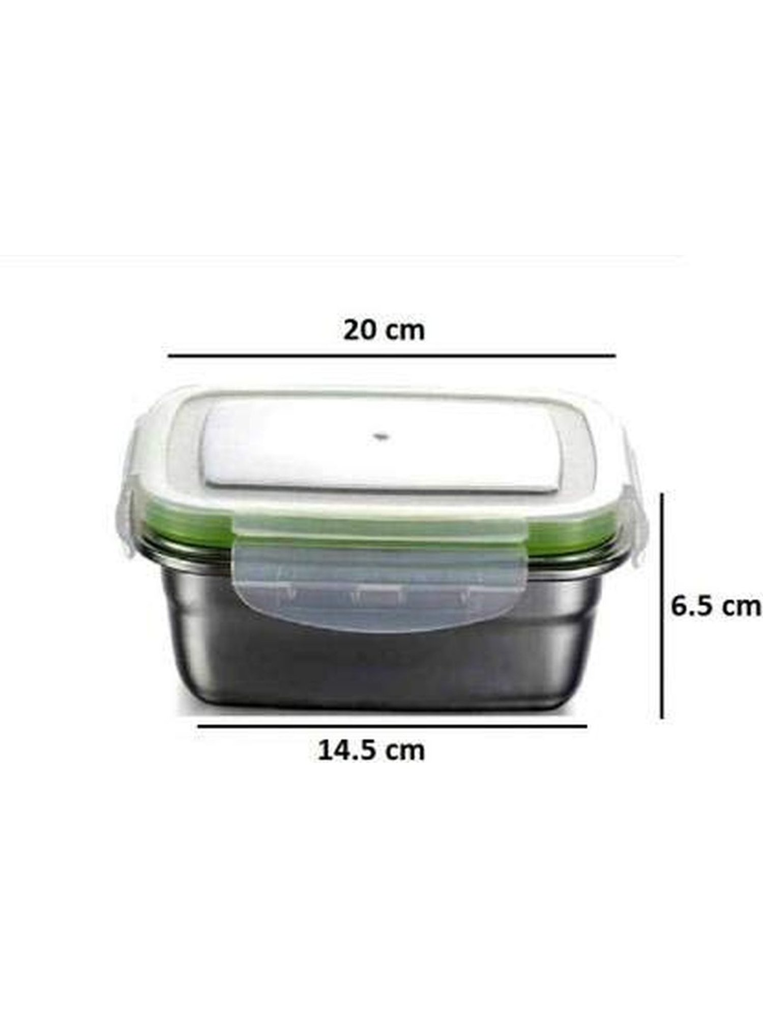 Femora High Steel Rectangular Lunch Box with Air Tight Lid (850 ml) - Set of 1