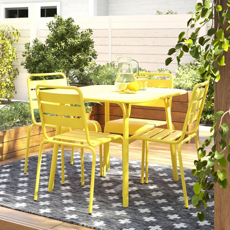 June Square Patio Dining Table - Yellow - Novogratz