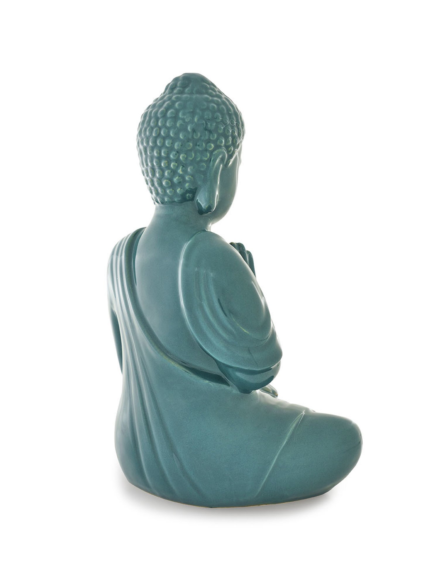 Pure Home and Living Teal Ceramic Sitting Buddha Figurine