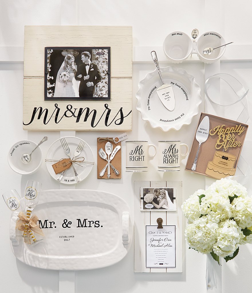 Mud Pie Wedding Collection Mr. & Mrs. Cake Testing Plate with 2 Forks