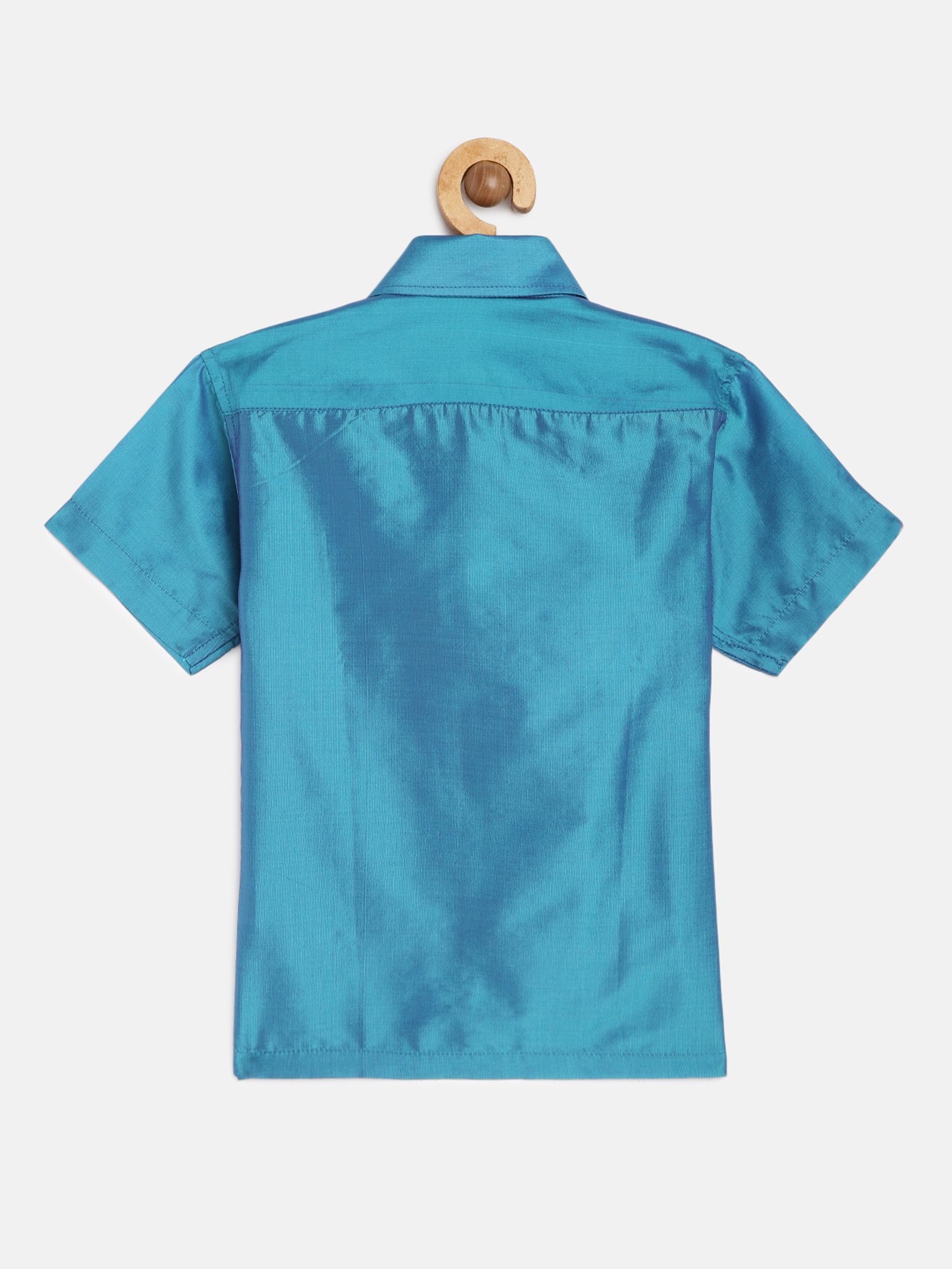 THANGAMAGAN Boys Sky Blue Solid Shirt