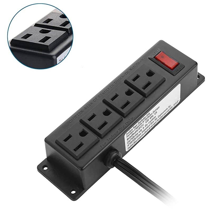 Desk Power Strip Socket with 4 Multi-Outlet, Standard Plug and 6.5 ft Long Braided Extension Cords for Home Office
