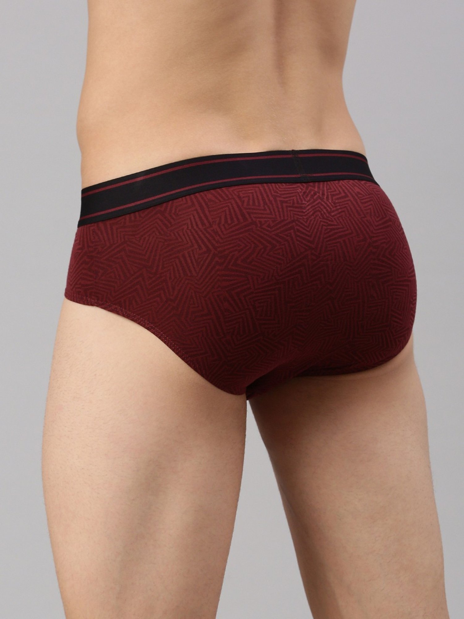 Zoiro Qube Maroon Regular Fit Printed Briefs