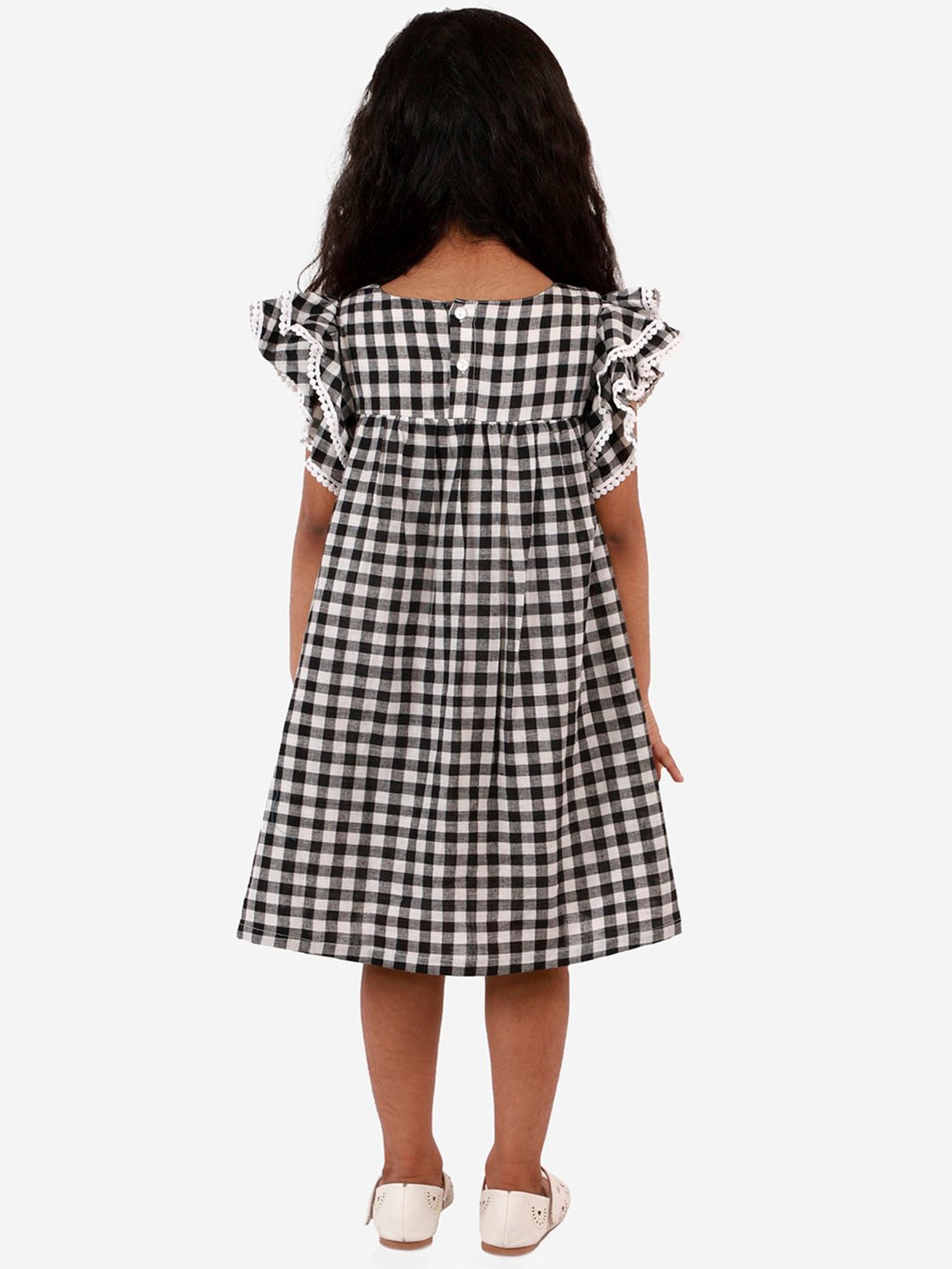 Lil Drama Kids Black & White Checks Dress