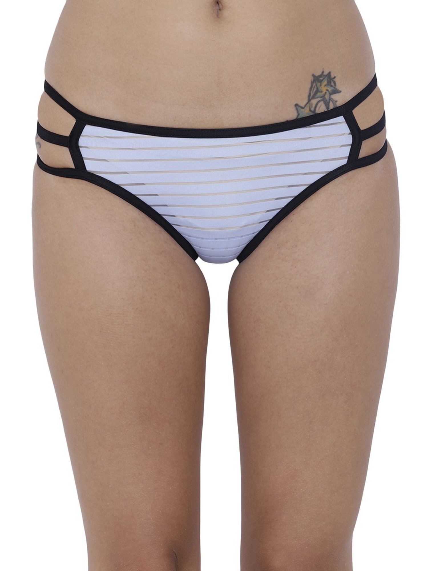 BASIICS by La Intimo Blue Serenity Striped Bikini Panty