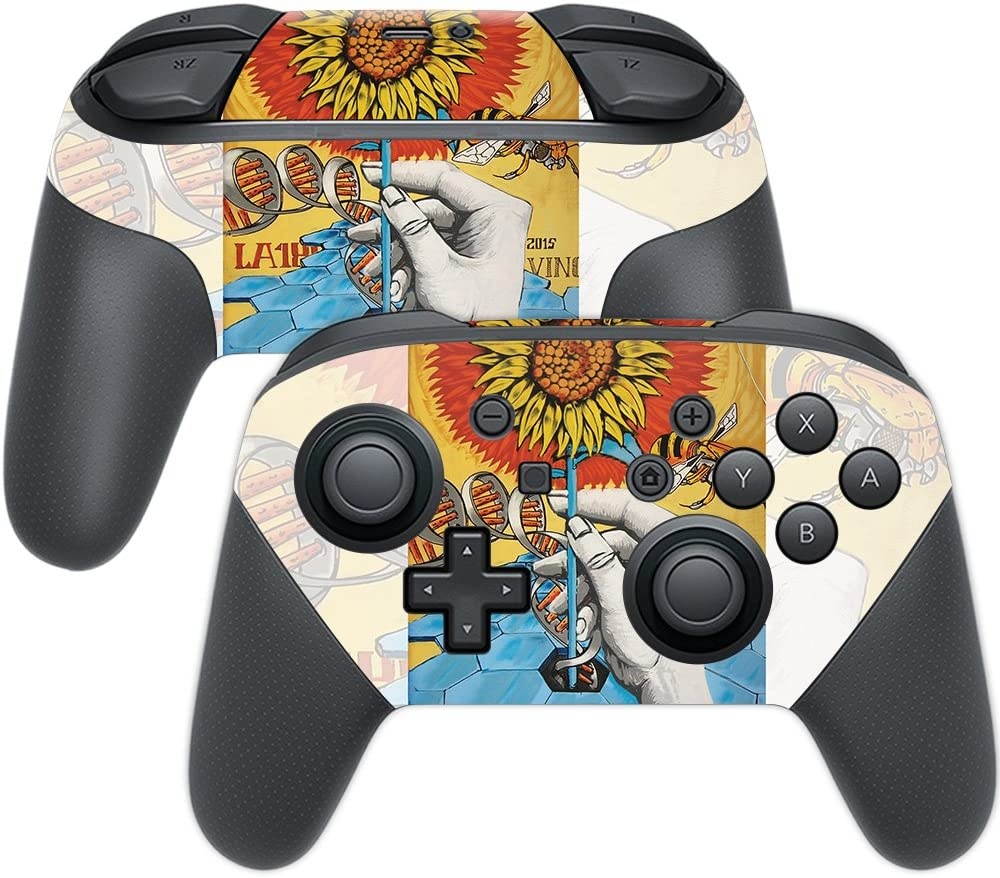 MightySkins Skin Compatible with Nintendo Switch Pro Controller - Sunflower DNA | Protective, Durable, and Unique Vinyl Decal wrap Cover | Easy to Apply, Remove, and Change Styles | Made in The USA
