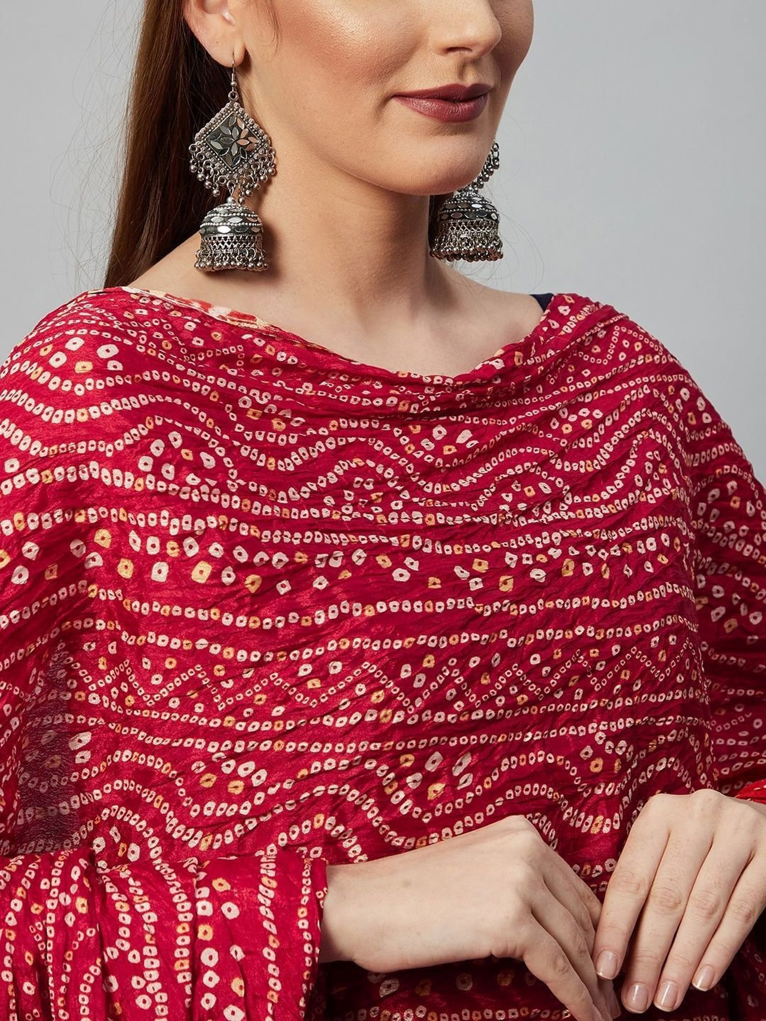 Inweave Maroon Bandhani Print Dupatta