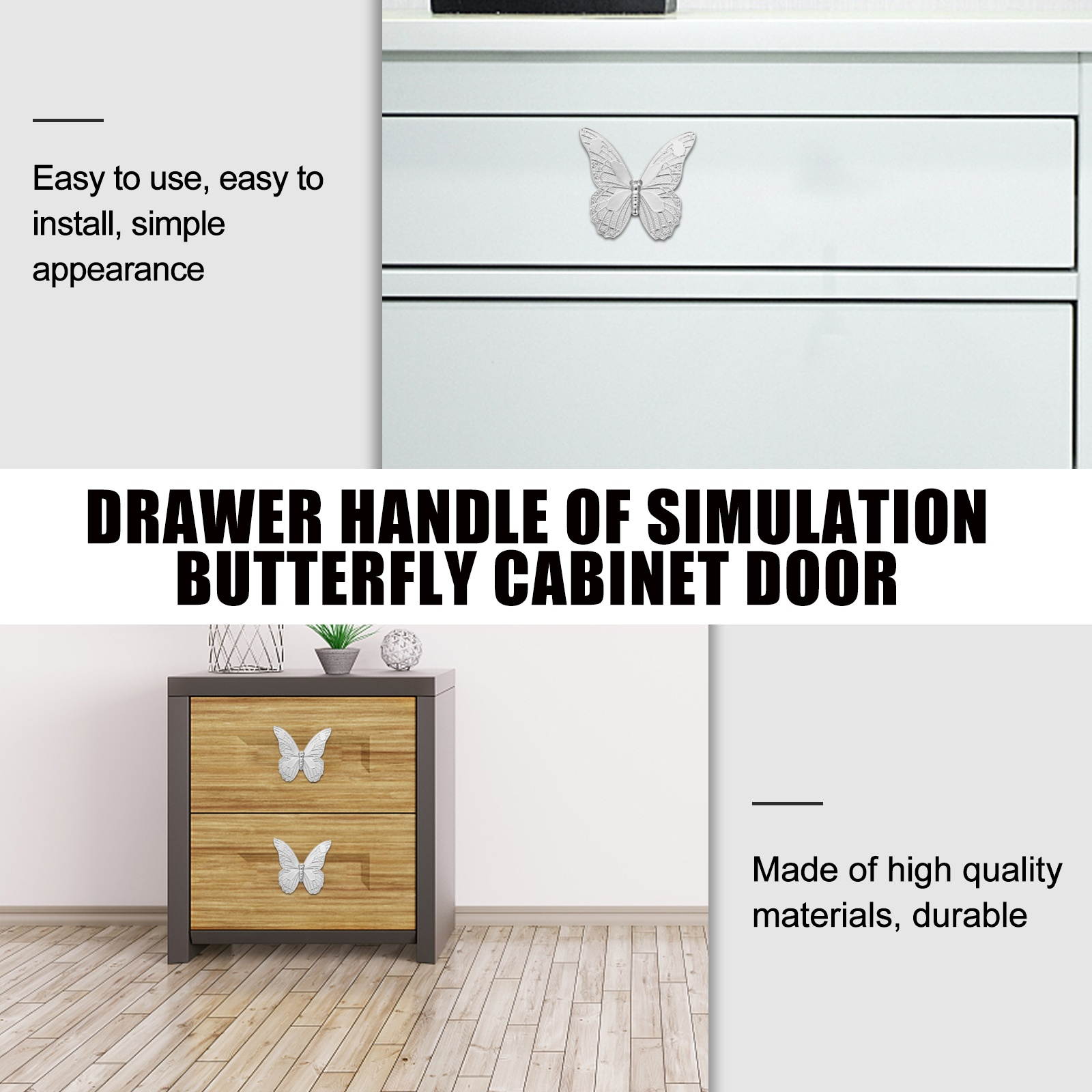 4pcs Furniture Wardrobe Butterflies Pull Handle Cabinet Knob Door Handle Drawer Handle