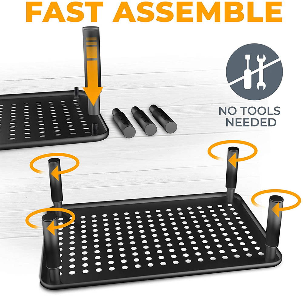 14.5''x 9.2'' Monitor Stand Riser with Vented Metal 3 Height Adjustable (3.9'',4.7'',5.5''), Dual Monitor Stand for Computer, Laptop, iMac, PC, Printer, Desktop Ergonomic Monitor Riser Stand