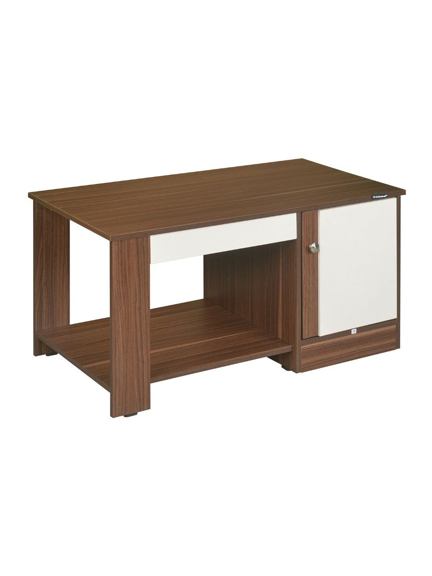 Nilkamal Hope Brown & White Engineered Wood Coffee Table with Shelf & Cabinet Storage