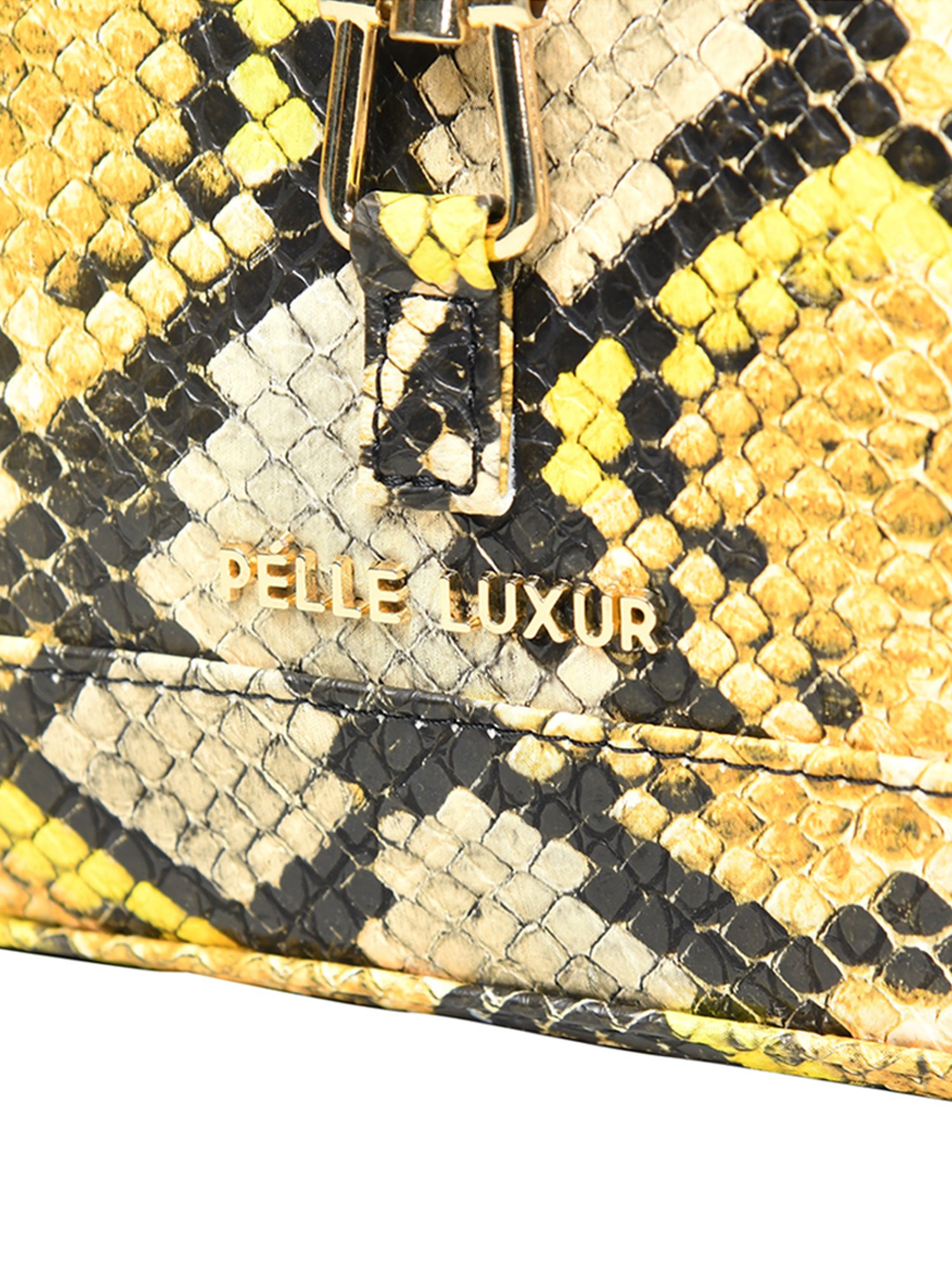 PELLE LUXUR Yellow & Black Animal Effect Small Shoulder Bag