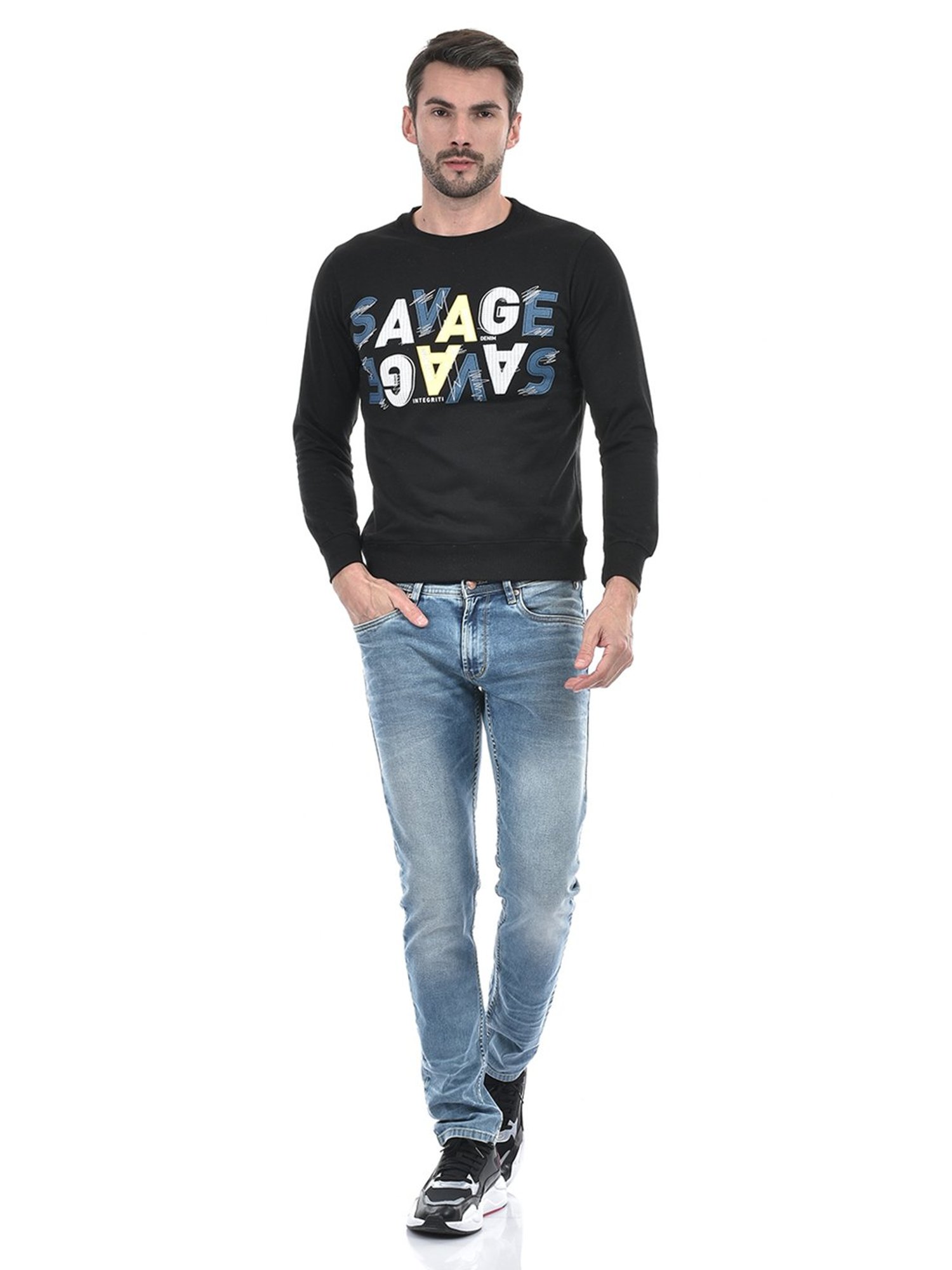Integriti Black Regular Fit Printed Sweatshirt