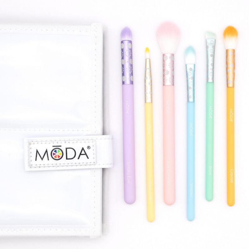 MODA Brush Posh Pastel 7pc Delicate Eye Flip Kit Makeup Brush Set with Case