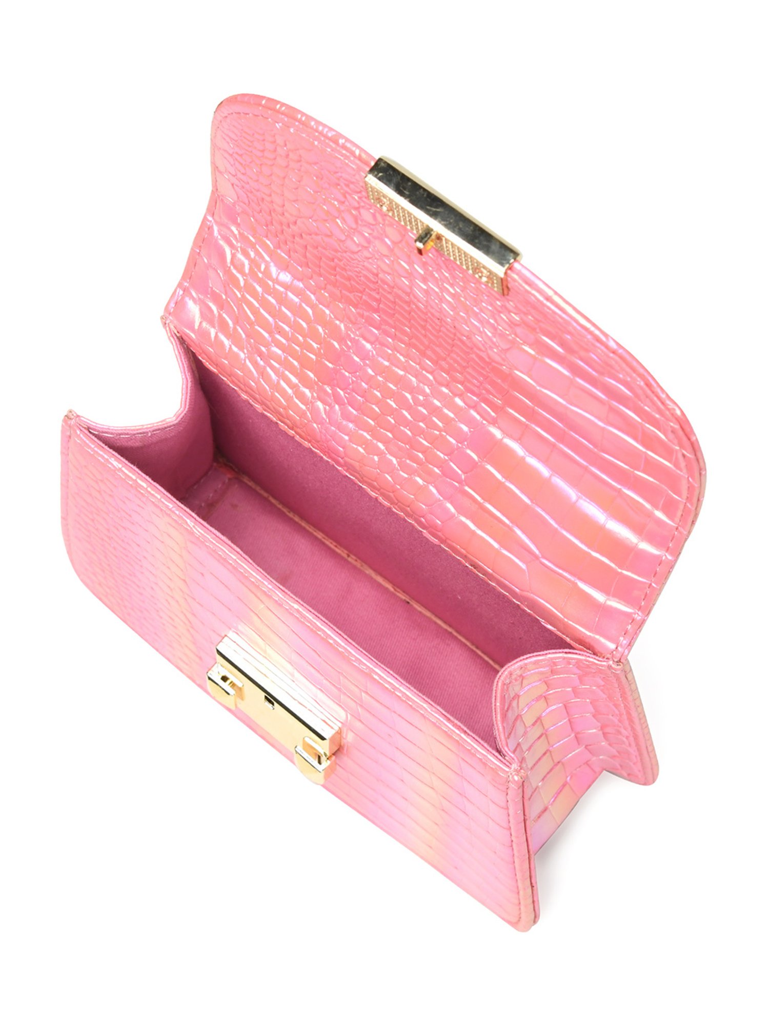 PELLE LUXUR Pink Animal Effect Small Shoulder Bag