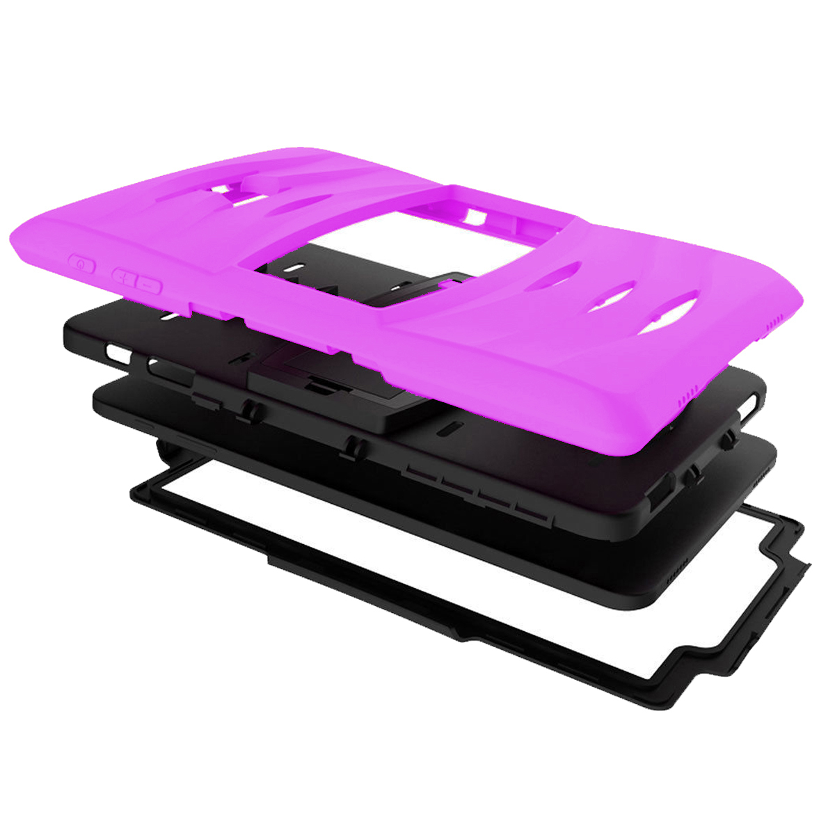 KIQ Heavy Duty Military Armor Case, Tablet Cover, Built-in Kickstand, cut-outs for camera and charging ports For Samsung Galaxy Tab A 8.0 SM-T350 (2015) (Purple)