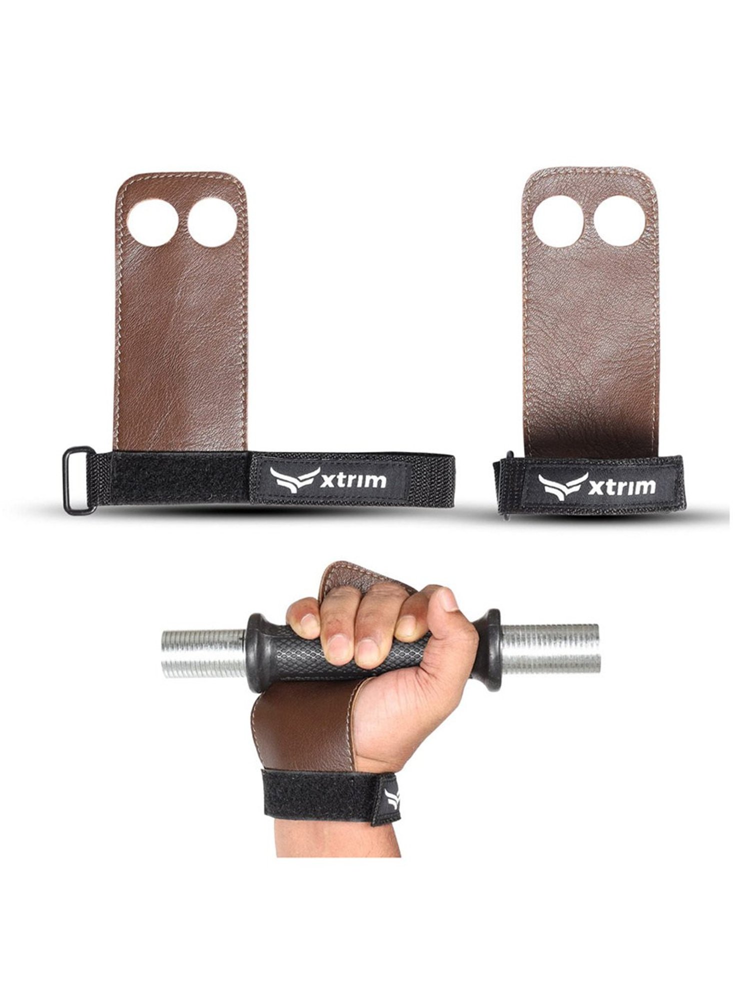 Xtrim Natural Leather Weight Lifting Grip (Brown)
