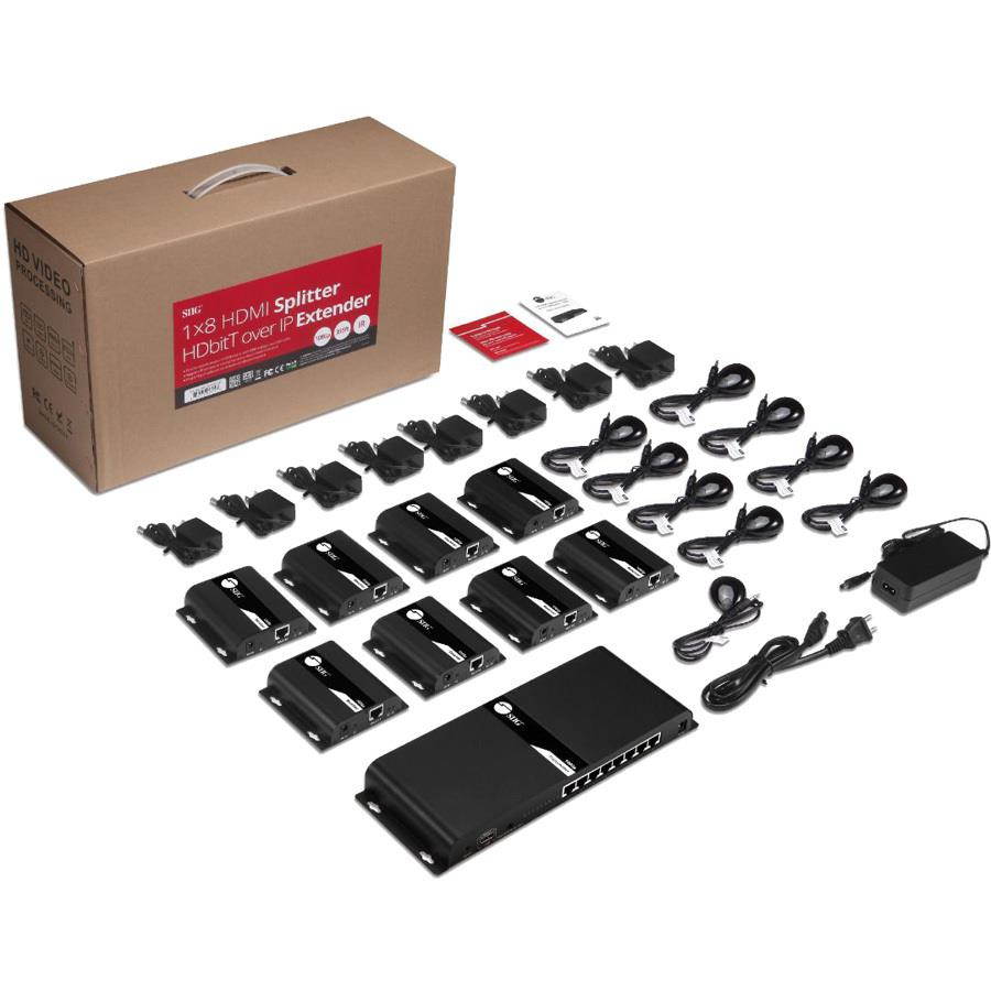 SIIG 1x8 HDMI Splitter HDbitT over IP Extender 120m CEH25G11S1