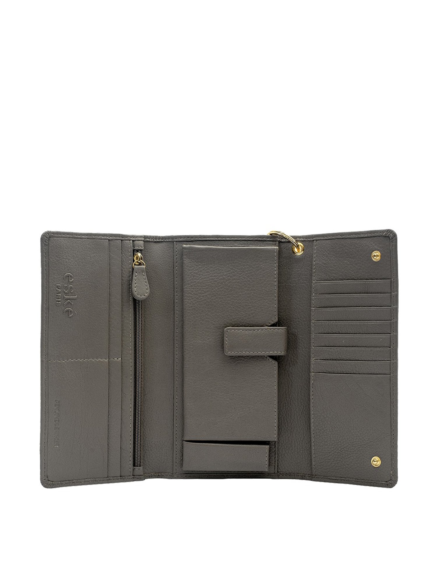 Eske Eberta Grey Solid Tri-Fold Wallet for Women