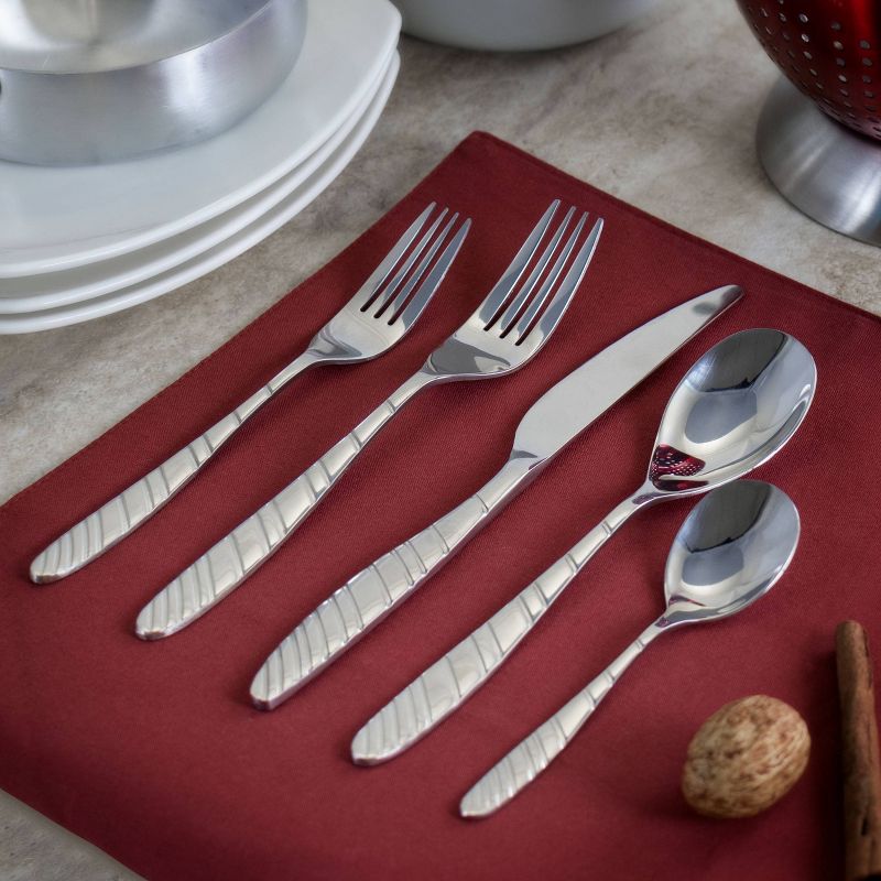 20pc Stainless Steel La Vague Silverware Set Silver - MegaChef