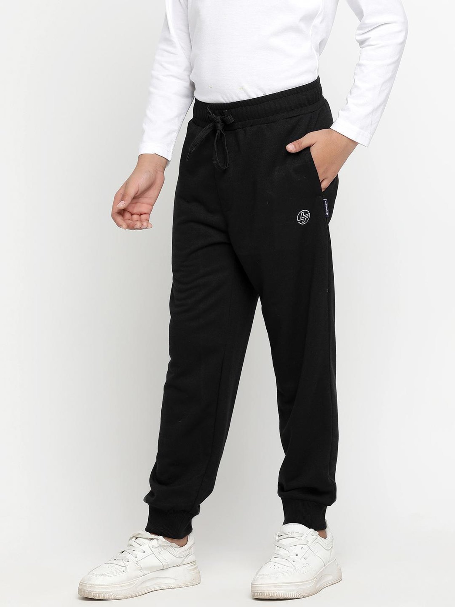 Lil Tomatoes Boys Black Solid Trackpants