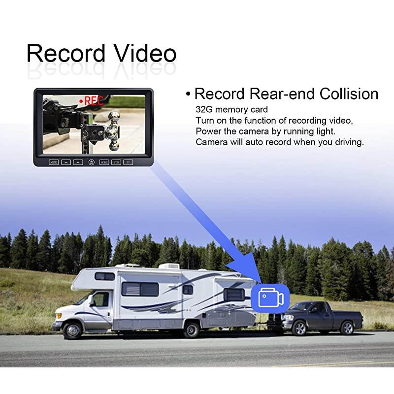 Wired Backup Camera Kit, 7'' DVR Split Monitor with Touch Button, HD 1080P & IP69 Waterproof Reverse Rear Side View Camera + Parking Lines for Truck/Semi-Trailer/Box Truck/RV-Y704