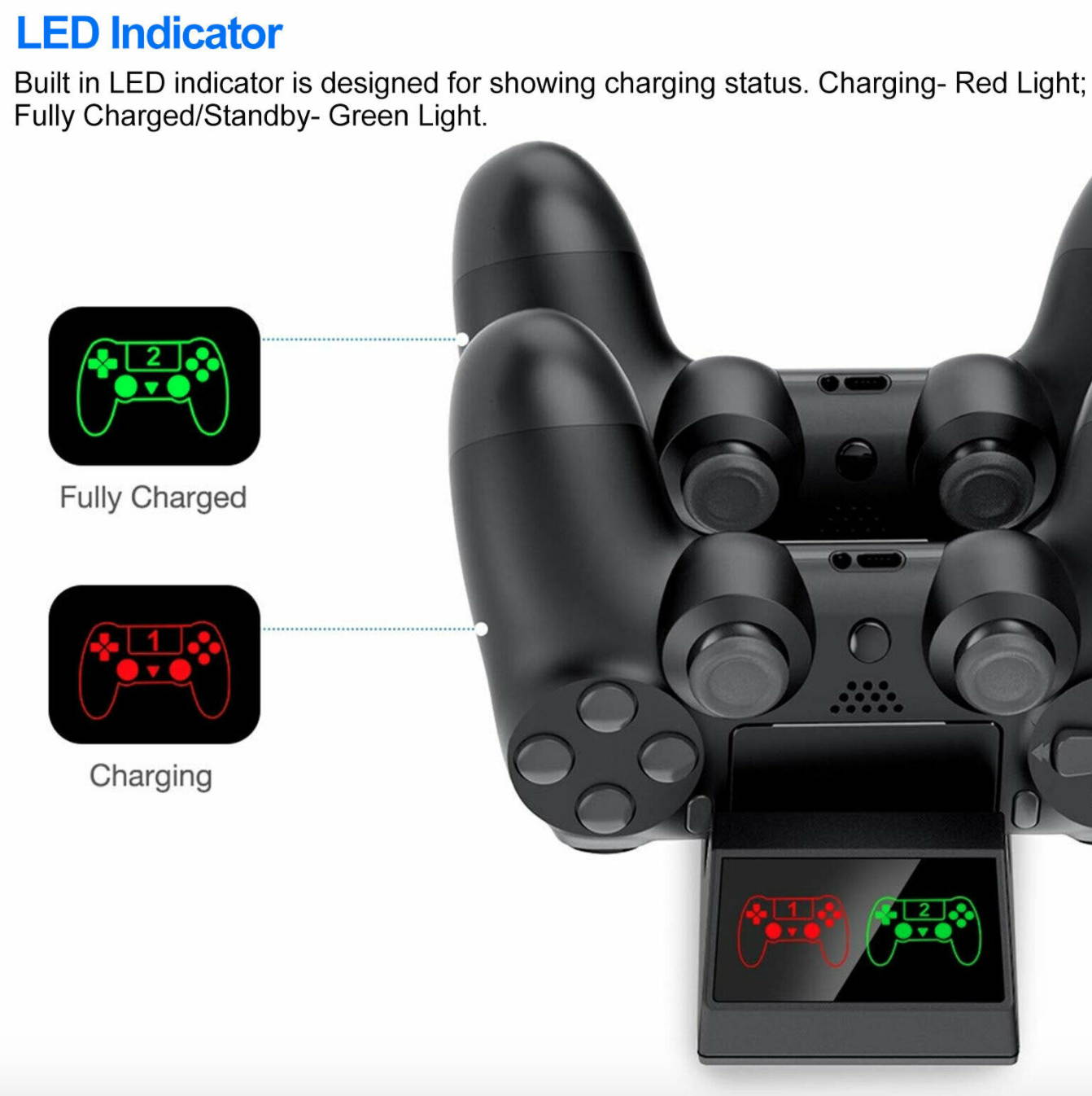 Game Accessories for PS4/Pro/Slim Wireless Controller Dual Charging Dock LED