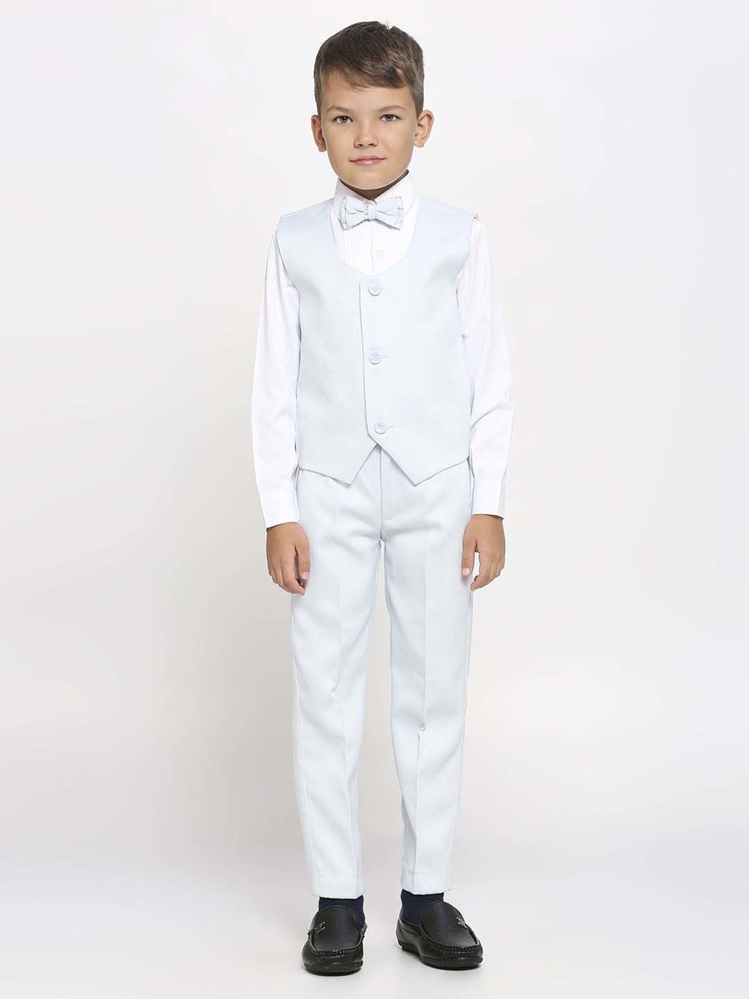 Kids Island Boys Blue & White Embroidery Full Sleeves Suit Set