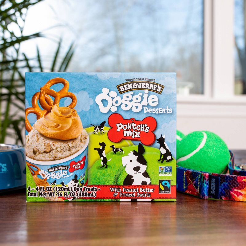 Ben & Jerry's Doggie Desserts Pontch's Mix Frozen Dog Treat with Peanut Butter & Pretzel Swirls - 4ct