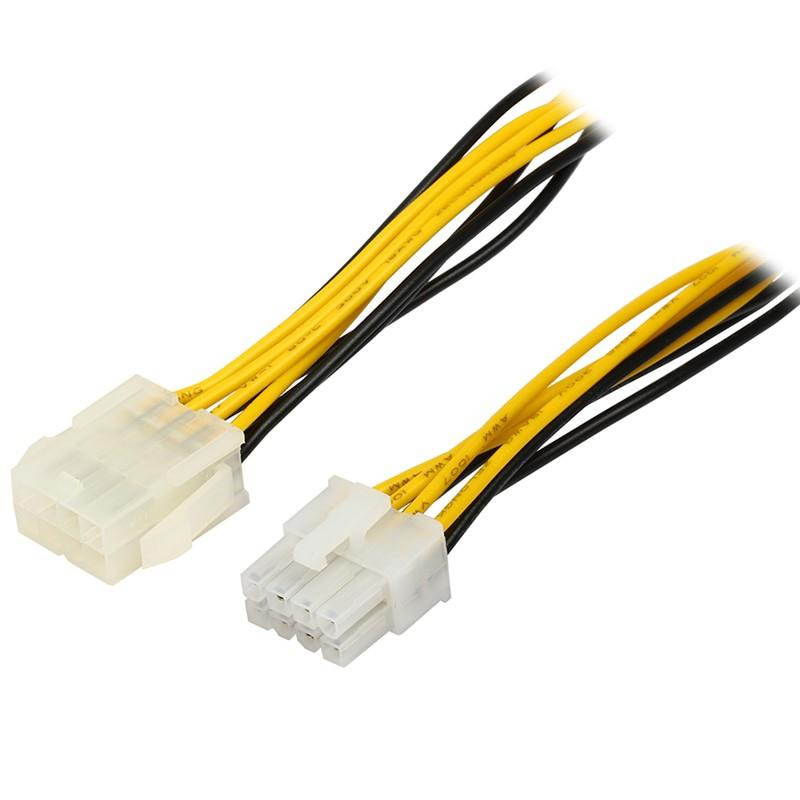 8 inch ATX 12V/ EPS 8pin 12V Power Supply PSU to CPU Power Extension Cable, CPU 4+4 pins Power Extension Cord