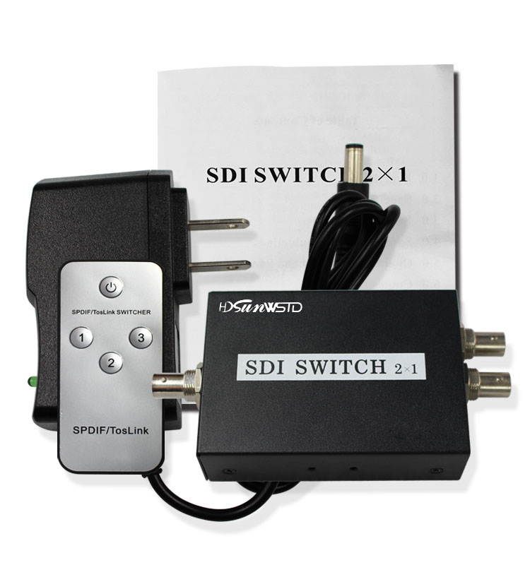 SDI Switcher 2x1 HUB SDI Intelligent Switch Extender 2 To 1 Converter for 3G HD SD Monitor Security Camera CCTV Video