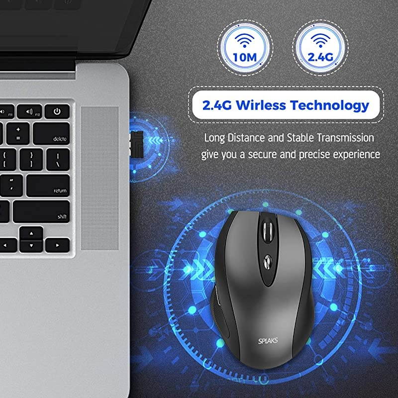 Wireless Mouse 24Ghz Wireless Optical Mouse with Nano USB Receiver4 Buttons 3 Adjustable DPI Level 100015002000 MS0808 Blue