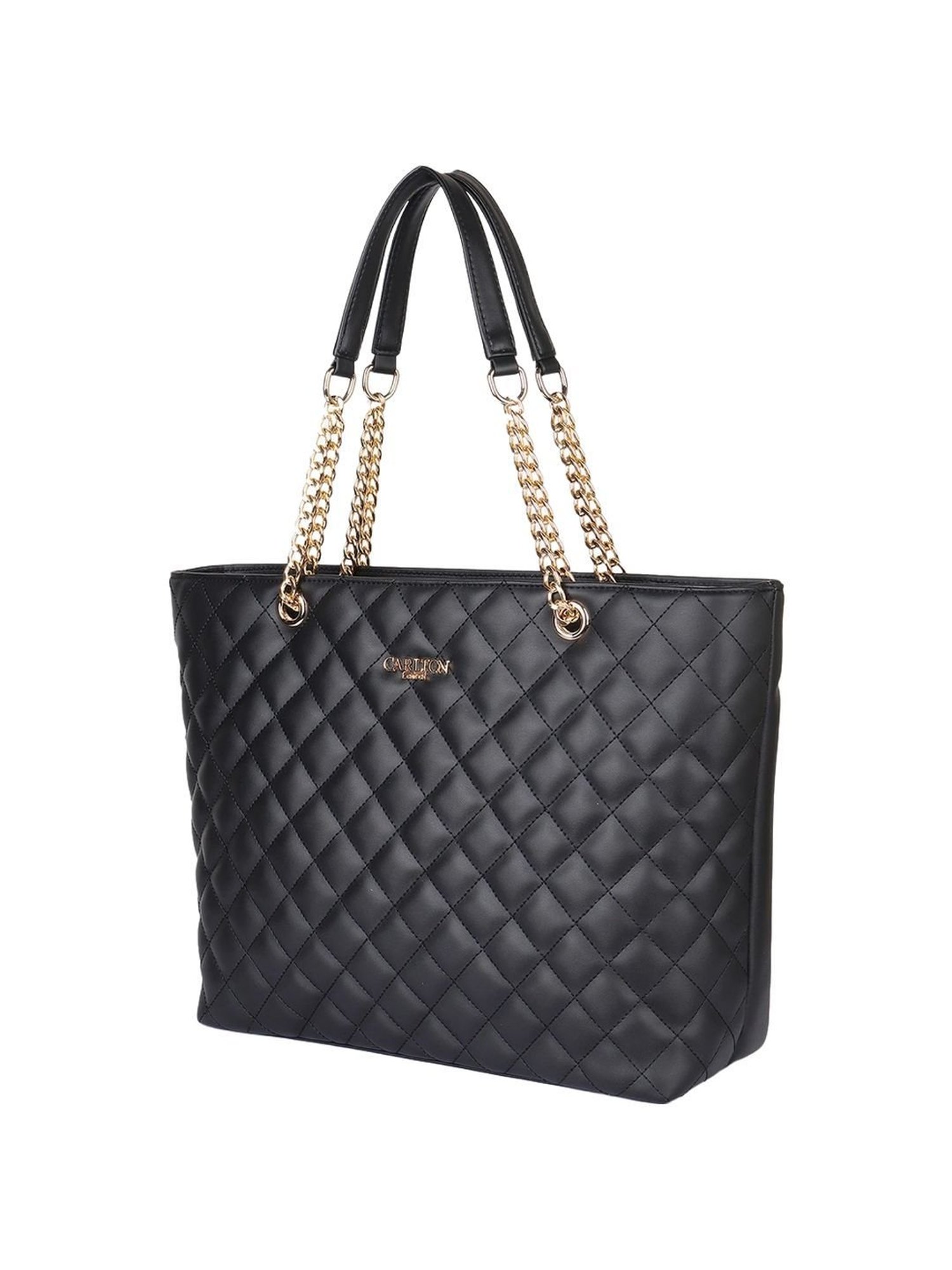 Carlton London Black Quilted Medium Shoulder Handbag