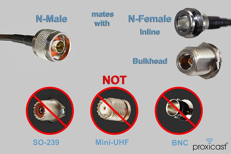 Proxicast 25 ft Low-Loss Coax Extension Cable (50 Ohm) - SMA Male to N Male - for 3G/4G/LTE/Ham/ADS-B/GPS/RF Radio to Antenna or Surge Arrester Use (Not for TV or WiFi)