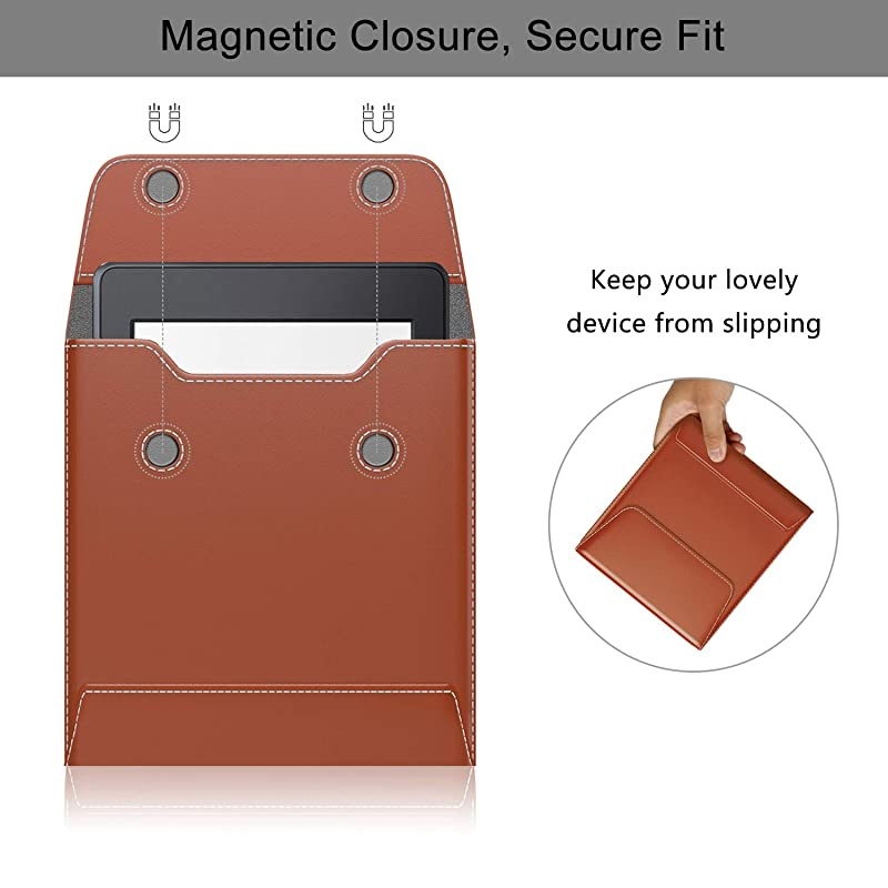 6" Sleeve Case Compatible with All New Kindle 10th Gen 2019/Kindle Paperwhite 2018, PU Leather Pouch Protective Bag Cover Fits Kindle Voyage/Oasis 6"/Kindle 8th Gen E-Reader - Light Brown