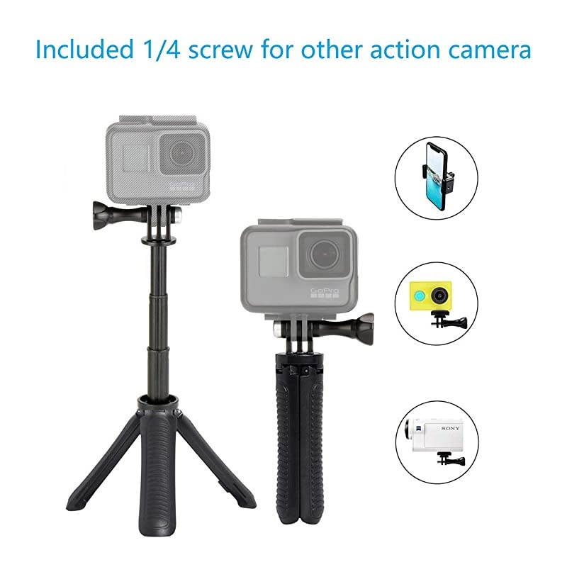 Mini Selfie Stick Tripod Kit Two in One Compatible with GoPro AKASO Action Camera and Cell Phone Accessories