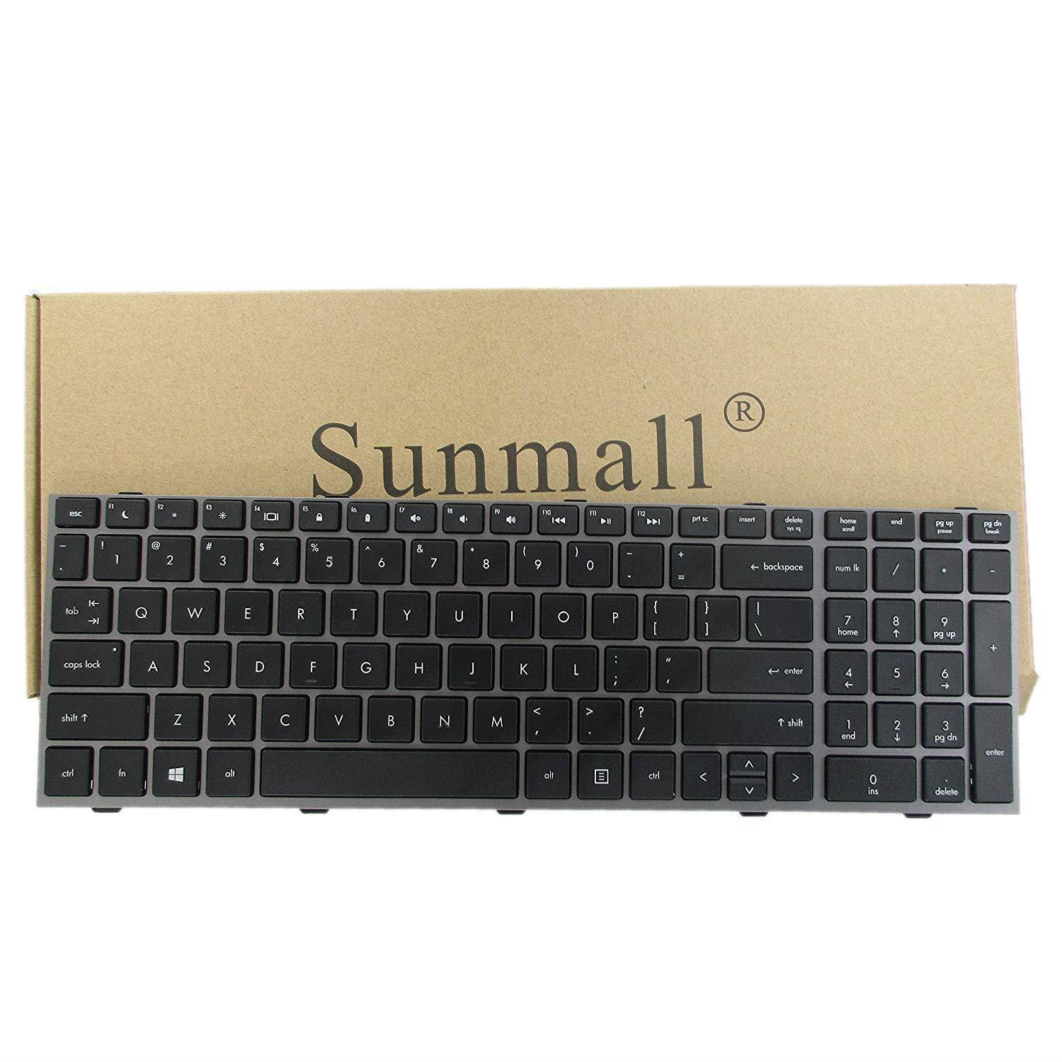 SUNMALL New Laptop Keyboard with Frame for HP ProBook 4540s 4540 4545s Series Compatible with Part Number 702237-001 683491-001 701485-001 Grey Frame US Layout