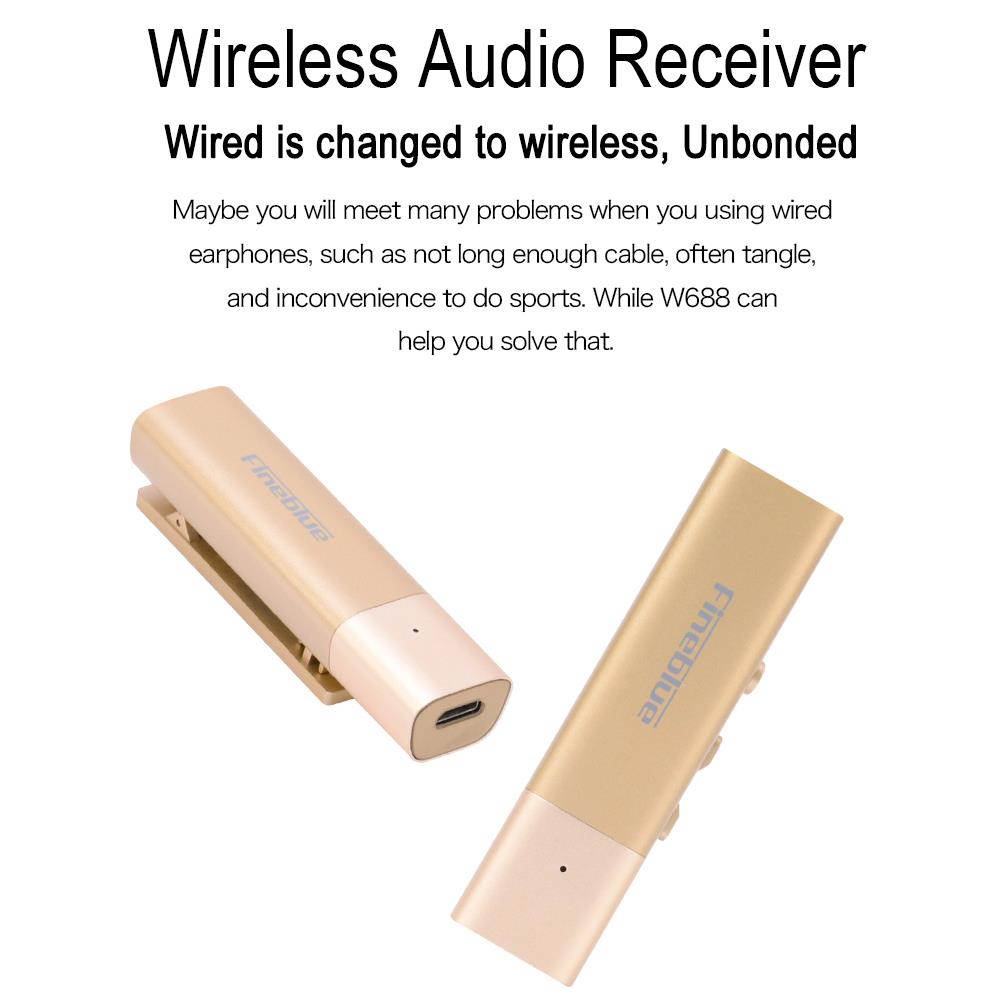 Fineblue W688 Bluetooth earphone Sport Bluetooth 4.1 Wireless HiFi Business Collar Clip-on Bluetooth Stereo Music headset (Black)