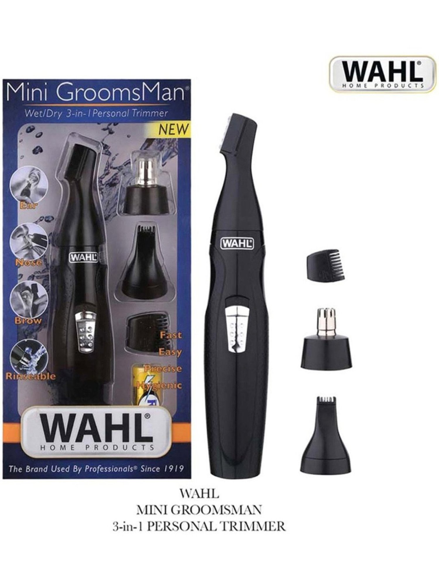 Wahl Mini GroomsMan 5608-524 Rechargeable Trimmer for Men (Black)