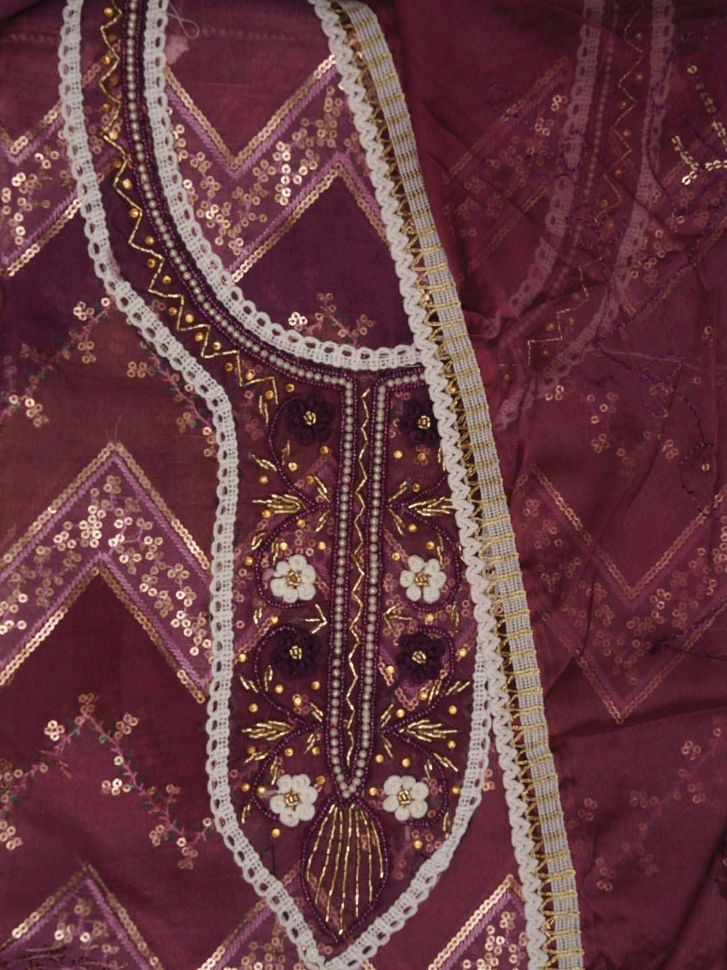 Jaipur Kurti Purple Embroidered Unstitched Dress Material