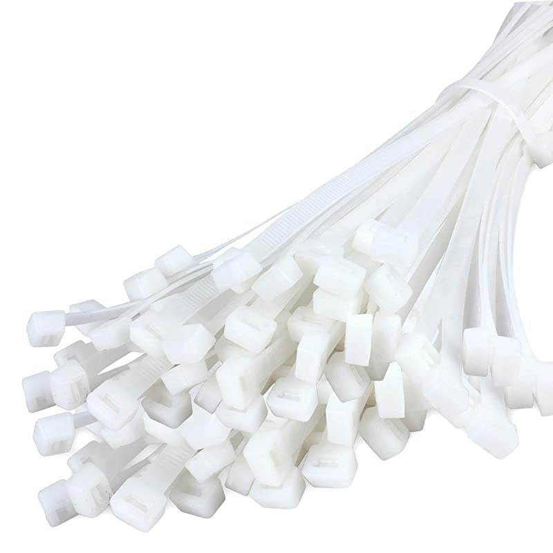 Cable Zip Ties,  Multi-Purpose Heavy Duty Nylon Self Locking Cable Ties Length 16 Inch Width 0.35 Inch, Industrial Grade 175 LB Tensile Strength Wire Ties 100 Pcs - White