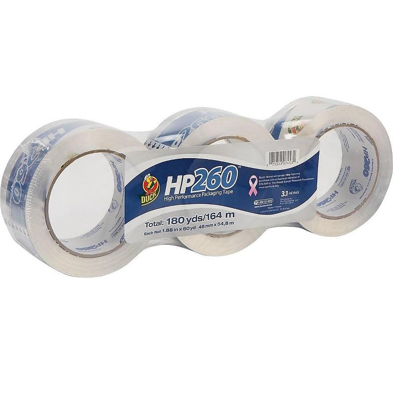 Duck Carton Sealing Tape 1.88" x 60yds 3" Core Clear 3/Pack HP260C03