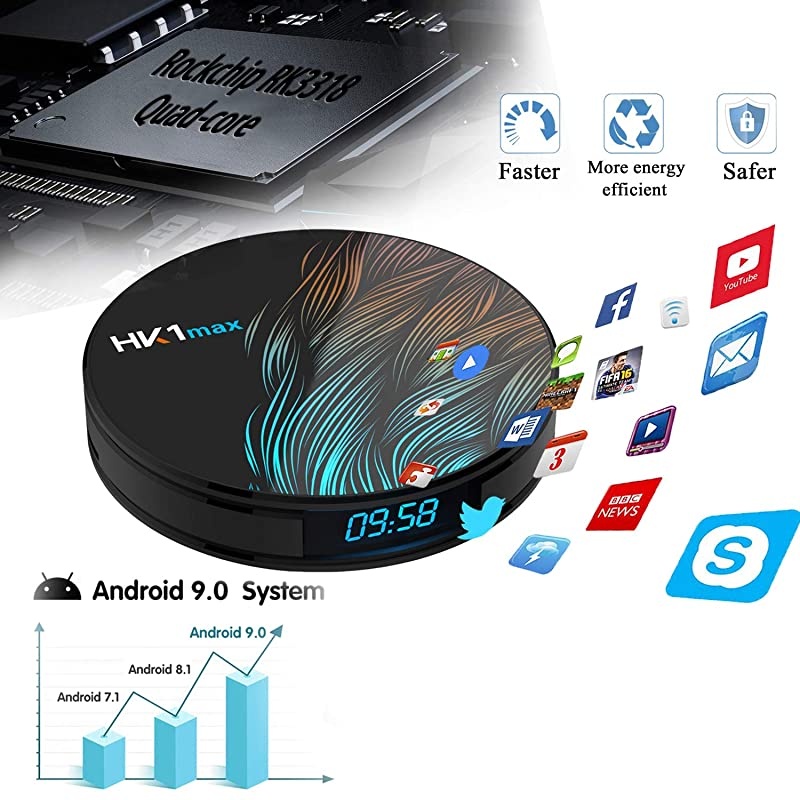 TV Box 100 4GB 64GB Smart TV Box Box RK3318 USB 30 Ultra HD 1080P 4K HDR WiFi 24GHz 58GHz Bluetooth 41 Set Top Box with Mini Wireless Backlit Keyboard HK1 MAX 4G 64G